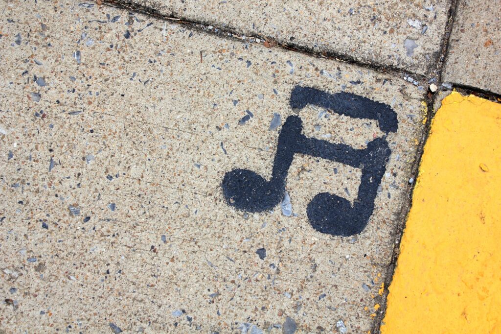 Musical note painted on the ground